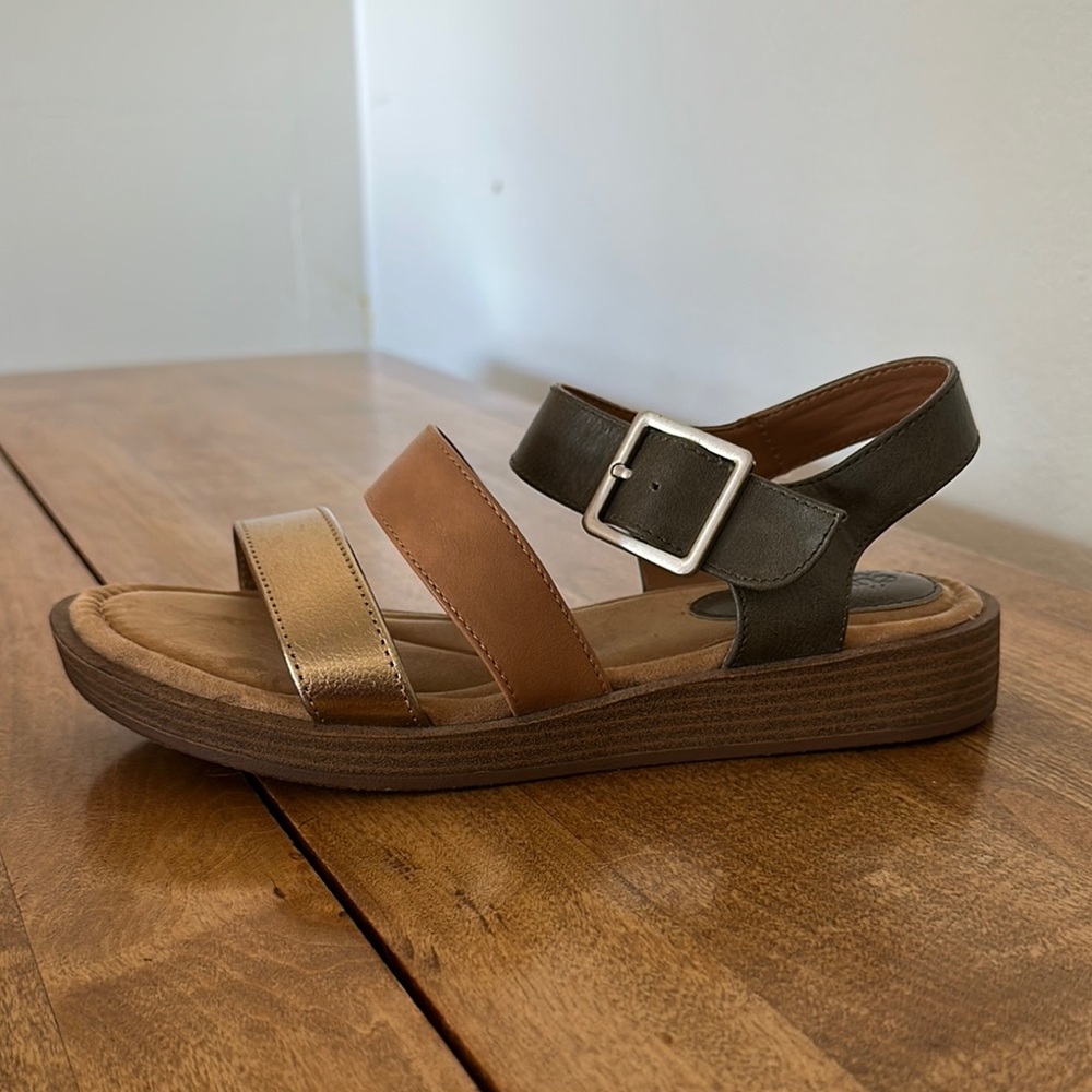 Elegant Women's Sandals - Black, Brown, and Gold
